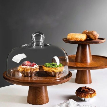 جاط كيك خشب غطا زجاج